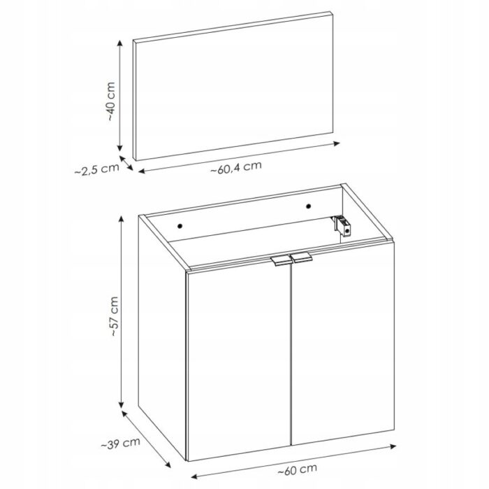 Szafka łazienkowa NOVA dąb 60 cm z drzwiami blat dąb