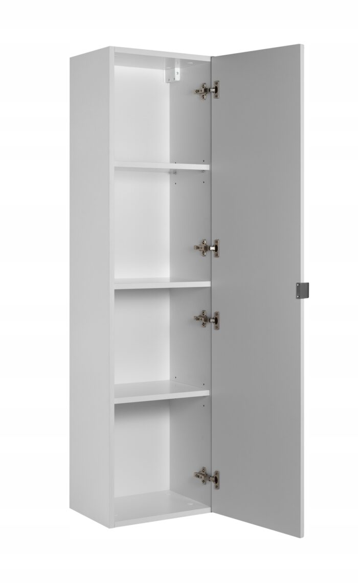 Słupek łazienkowy MADIS 35/136 cm biały szafka wysoka frezowany front drzwi półki S
