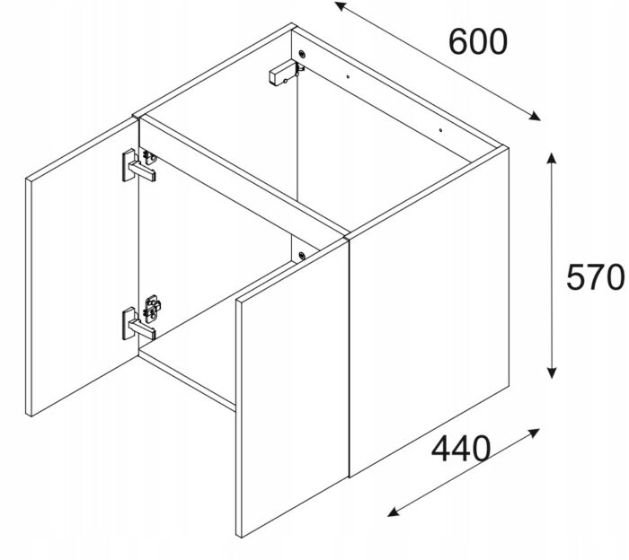 Szafka pod umywalkę LUXOR 60 cm dąb czarny front 3 D wisząca drzwi