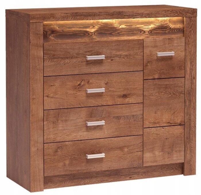 Komoda INDIANAPOLIS 108 cm jesion jasny pojemna szuflady drzwi