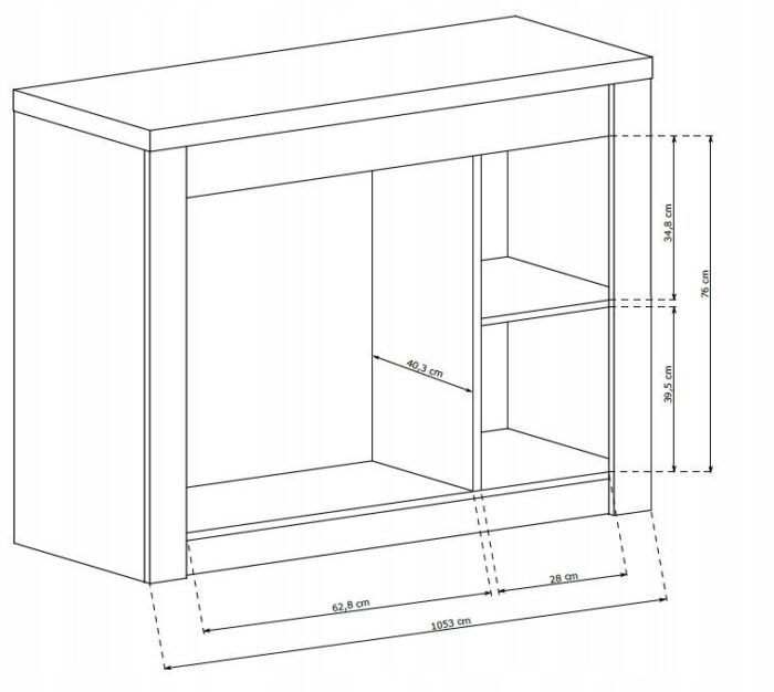 Komoda INDIANAPOLIS 108 cm craft biały pojemna szuflady drzwi