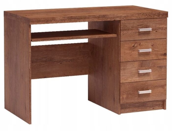 Biurko INDIANAPOLIS 120 cm jesion jasny wysuwana półka na klawiaturę szuflady