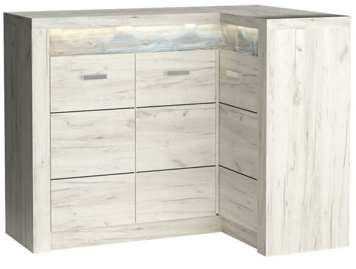 Komoda INDIANAPOLIS 91 x 131 cm craft biały duża narożna drzwi półki