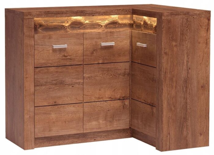 Komoda INDIANAPOLIS 91 x 131 cm jesion jasny duża narożna drzwi półki