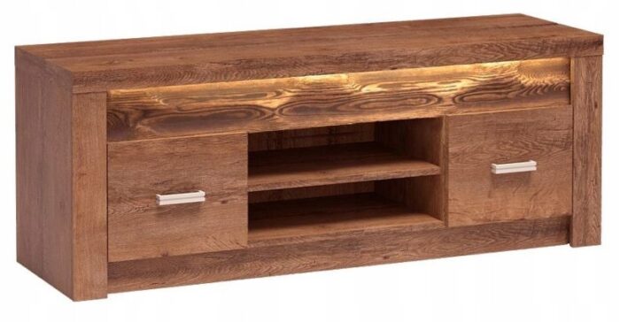 Szafka RTV INDIANAPOLIS 137 cm jesion jasny stolik pod telrwizor półki drzwi
