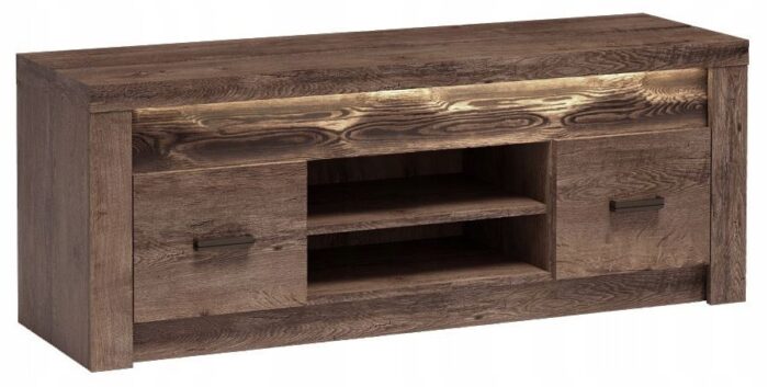 Szafka RTV INDIANAPOLIS 137 cm jesion ciemny stolik pod telrwizor półki drzwi