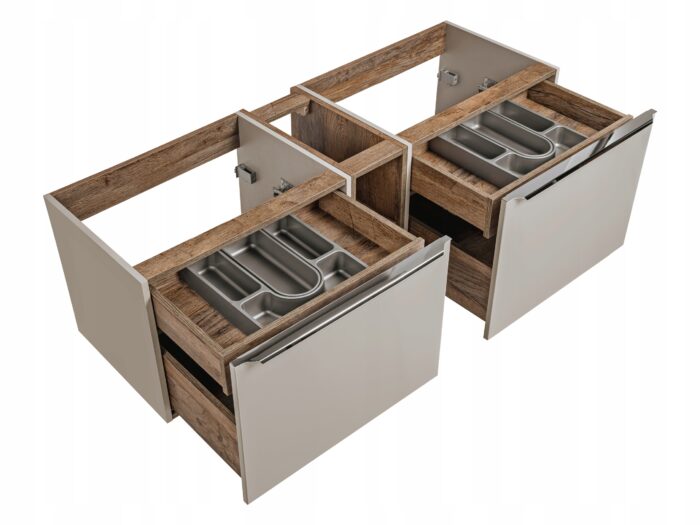Szafka pod umywalkę SANTA FE 140 cm szary wiszący regał szuflady organizery