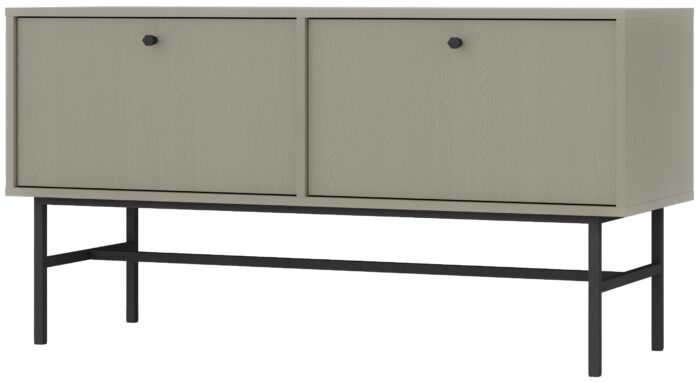 Szafka RTV AVILA 120 cm zielona z klapami czarne metalowe nogi typ stelaż