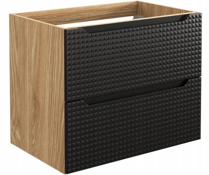 Szafka pod umywalkę LUXOR 70 cm dąb czarny front 3 D wisząca pojemna szuflady