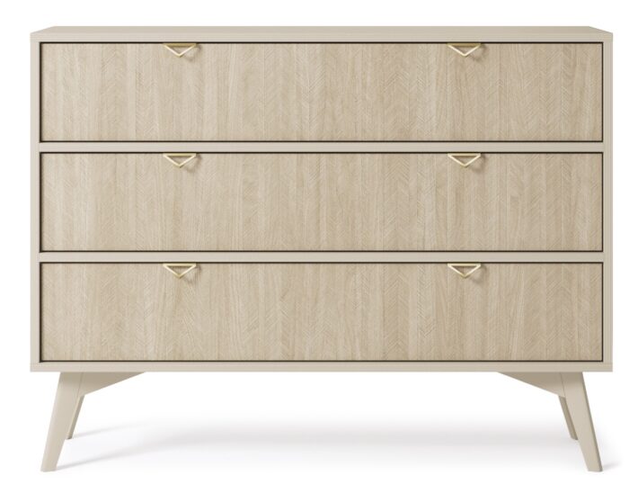 Komoda GRANNA 106 cm beż piaskowy z szufladami, wzór jodełki