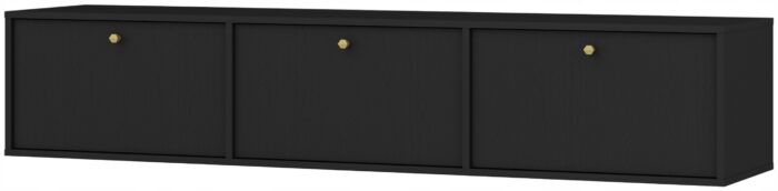 Szafka RTV AVILA 180 cm czarna wisząca z klapami