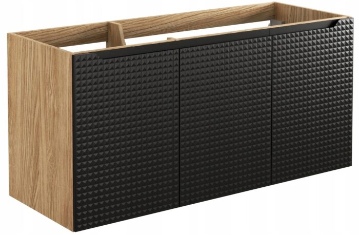 Szafka pod umywalkę LUXOR 120 cm dąb czarny front 3 D wisząca pojemna drzwi