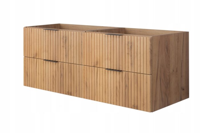 Szafka pod umywalkę FLOW 160 cm dąb craft wisząca pojemna szuflady ryflowane fronty