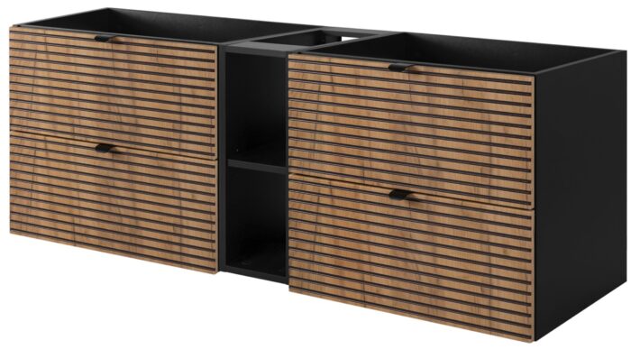 Szafka pod umywalkę AURA 140 cm czarny dąb wisząca loft szuflady regał frezowane fronty