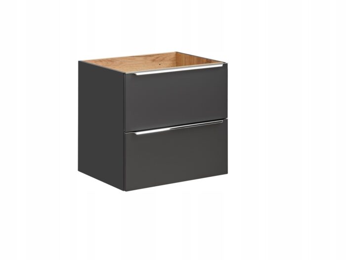 Szafka pod umywalkę CAPRI 60 cm czarna wisząca szuflady metalowe uchwyty