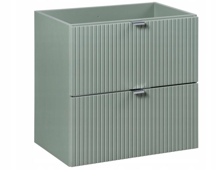 Szafka pod umywalkę LINE GREEN 60 cm zielona szałwia szuflady ryflowane fronty