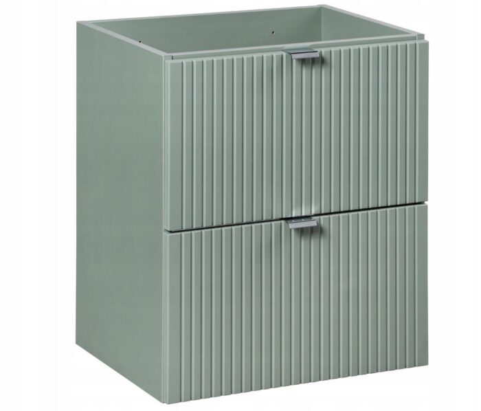 Szafka pod umywalkę LINE GREEN 50 cm zielona szałwia szuflady ryflowane fronty