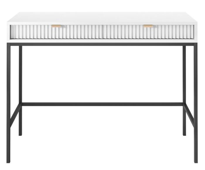 Toaletka BELLAZA L-104 cm biała z 2 szufladami i metalowym czarnymi nogami