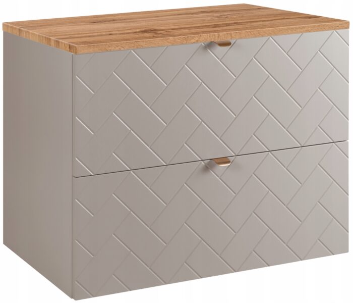 Szafka pod umywalkę MADIS 80 cm kaszmir blat wotan wisząca pojemna szuflady frezowane fronty