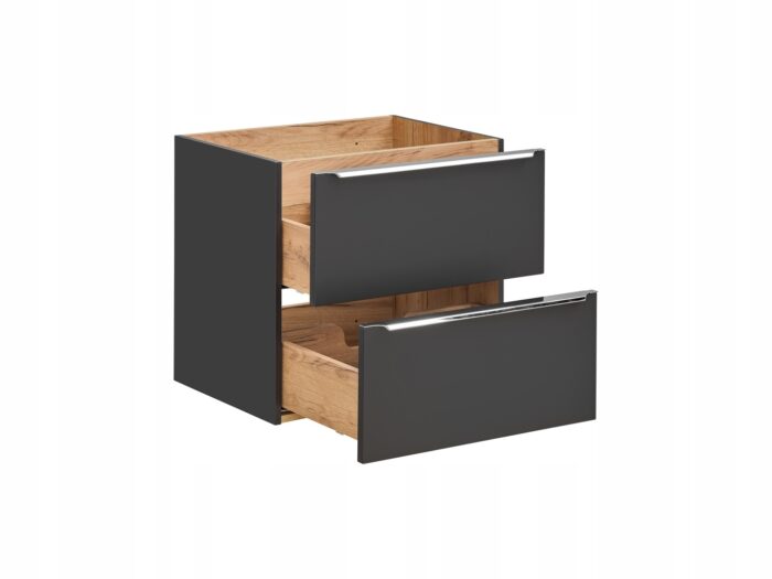 Szafka pod umywalkę CAPRI 60 cm czarna wisząca szuflady metalowe uchwyty