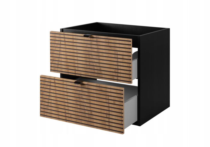Szafka pod umywalkę LOFT 120 cm czarny dąb wisząca pojemna loft szuflady frezowane fronty