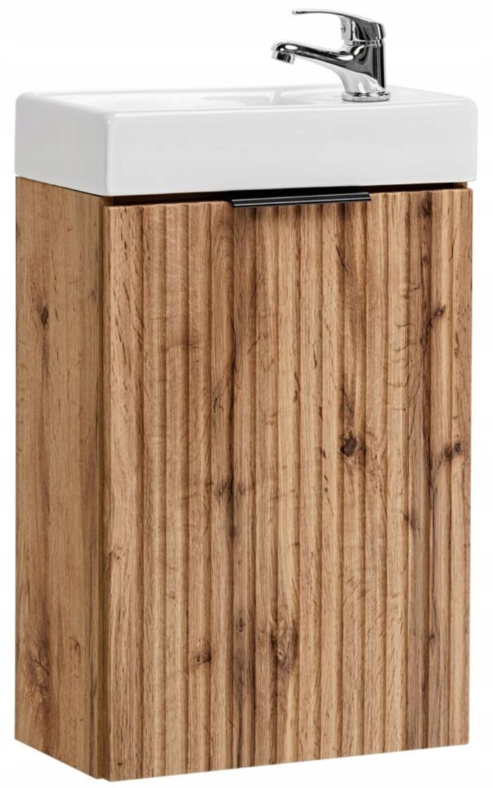 ADEL 40 cm dąb wotan szafka łazienkowa z umywalką ryflowany front uniwersalna P/L