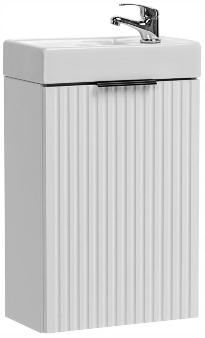 ADEL 40 cm biała szafka łazienkowa z umywalką ryflowany front uniwersalna P/L