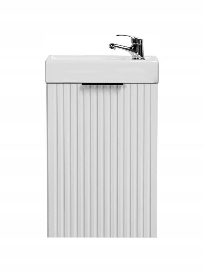 ADEL 40 cm biała szafka łazienkowa z umywalką ryflowany front uniwersalna P/L