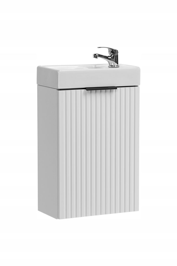 ADEL 40 cm biała szafka łazienkowa z umywalką ryflowany front uniwersalna P/L