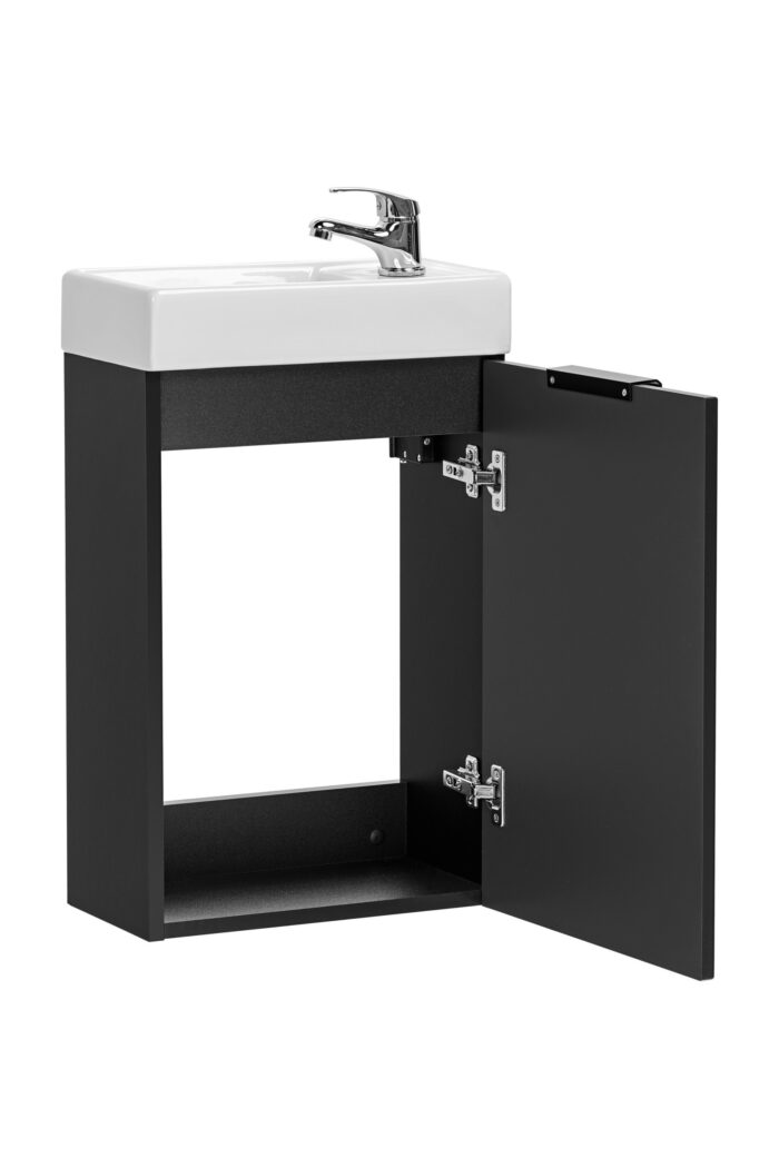 ADEL 40 cm czarna szafka łazienkowa z umywalką ryflowany front uniwersalna P/L