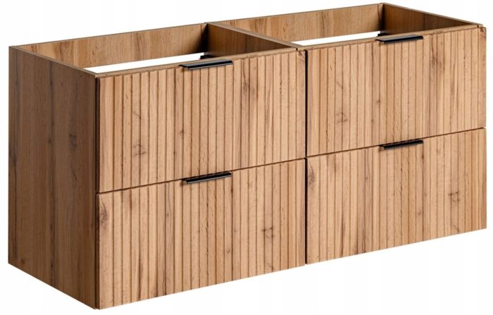 ADEL 120 cm dąb wotan szafka łazienkowa ryflowane fronty 4 szuflady szeroka