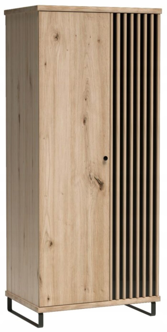 Szafa CAMPA 191 cm dąb artisan z wieszakiem i półkami, metalowe nogi