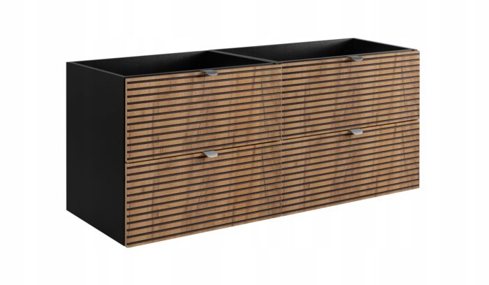 Szafka pod umywalkę LOFT 120 cm czarny dąb wisząca pojemna loft szuflady frezowane fronty