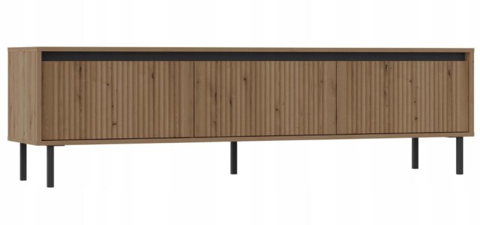 Szafka RTV OSAKA 179 cm dąb evoke z szufladami metalowe nogi