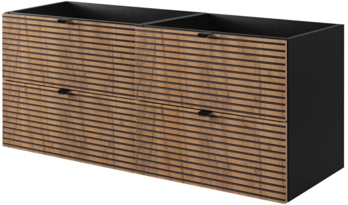 Szafka pod umywalkę AURA 120 cm czarny dąb wisząca pojemna loft szuflady frezowane fronty