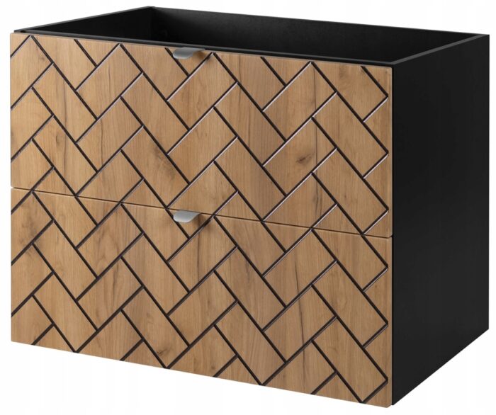 Szafka pod umywalkę MADIS 80 cm dąb czarny wisząca pojemna szuflady frezowane fronty S