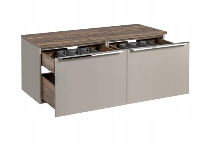 Szafka pod umywalkę SANTA FE 120 cm szary wisząca blat szuflady organizery