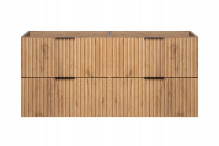 Szafka pod umywalkę FLOW 120 cm dąb craft wisząca pojemna szuflady ryflowane fronty