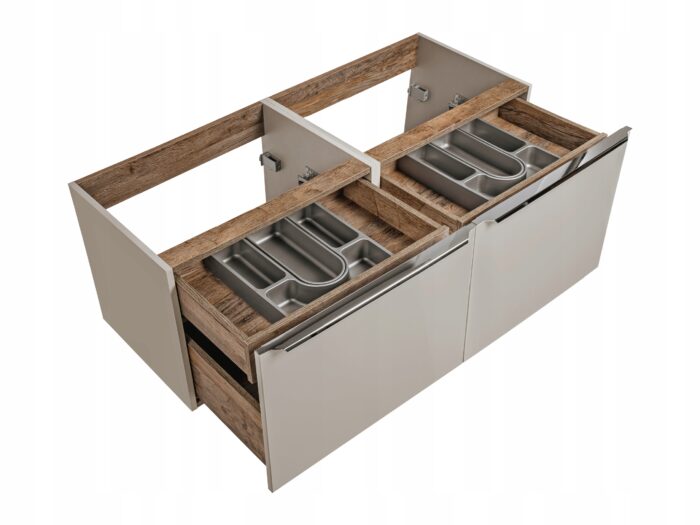 Szafka pod umywalkę SANTA FE 160 cm szary wisząca blat szuflady organizery