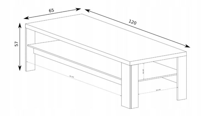 Ława NATURAL 120 cm dąb ribbeck stolik kawowy prostokątny półka