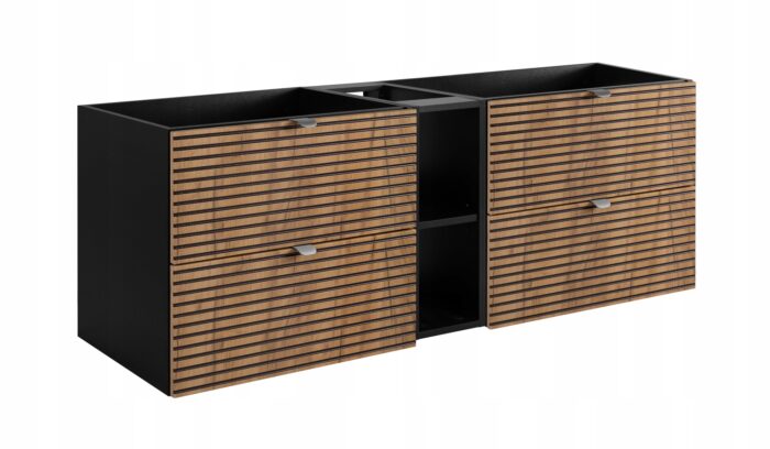 Szafka pod umywalkę LOFT 140 cm czarny dąb wisząca loft szuflady regał frezowane fronty