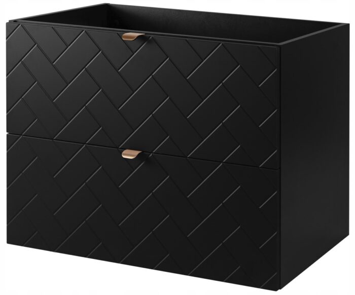 Szafka pod umywalkę MADIS 80 cm czarna wisząca pojemna szuflady frezowane fronty G