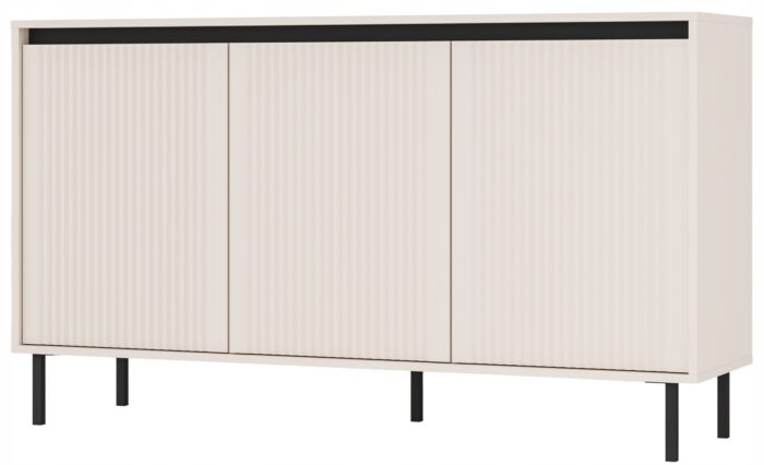 Komoda OSAKA 149 cm beż piaskowy z drzwiami metalowe nogi