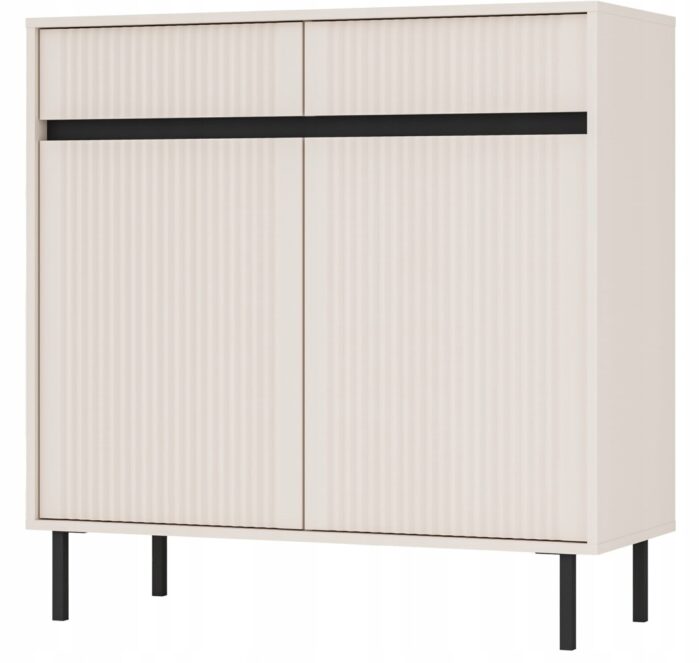 Komoda OSAKA 100 cm beż piaskowy z drzwiami i szufladami metalowe nogi