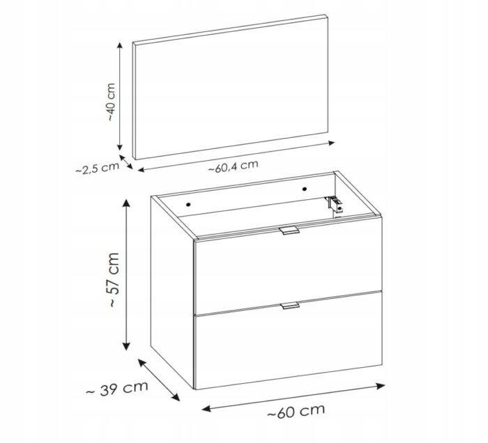 Szafka łazienkowa NOVA dąb 60 cm z szufladami blat dąb