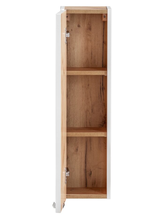 Szafka łazienkowa CAPRI 20 x 75 cm biała dąb craft wisząca regał półki drzwi