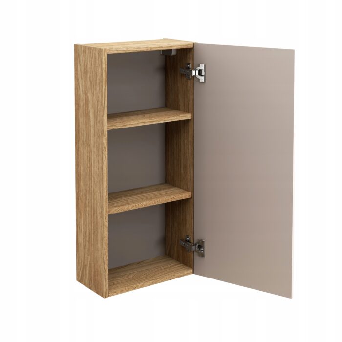 Słupek łazienkowy LUXOR 35x75 cm dąb beżowy szafka wisząca drzwi półki front 3D