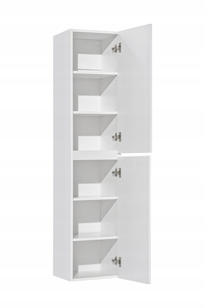 Słupek łazienkowy ICONIC 35/160 cm biała szafka wysoka drzwi półki ryflowane fronty