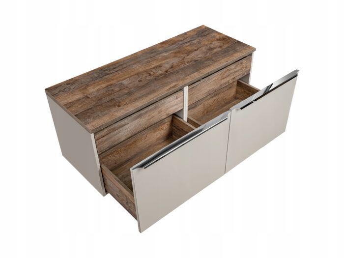 Szafka pod umywalkę SANTA FE 120 cm szary wisząca blat szuflady organizery