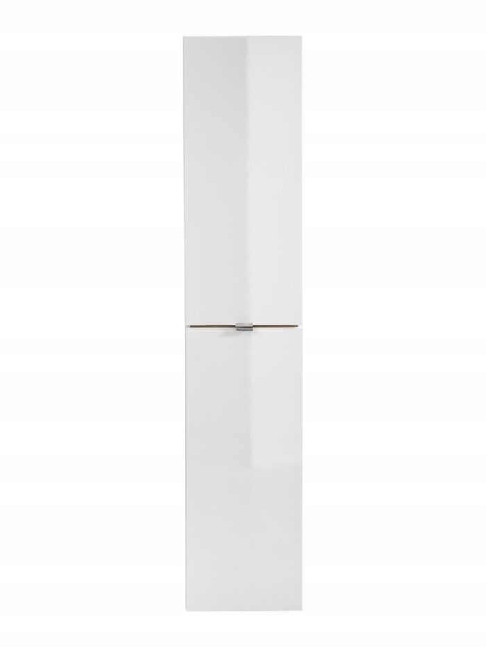 Słupek łazienkowy CAPRI 35x170 cm dąb biały połysk szafka wisząca drzwi półki